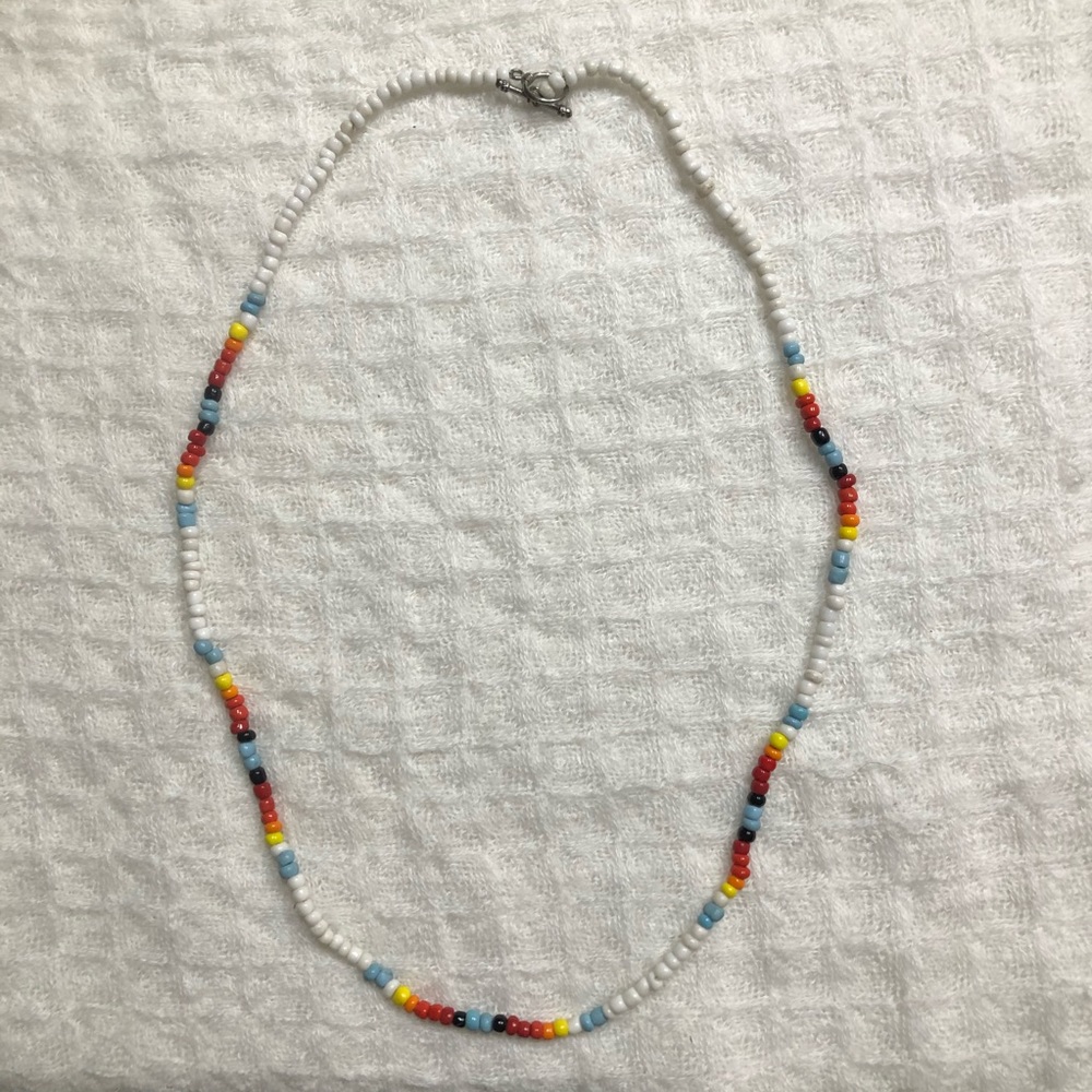 Aztec tribal color seed bead necklace